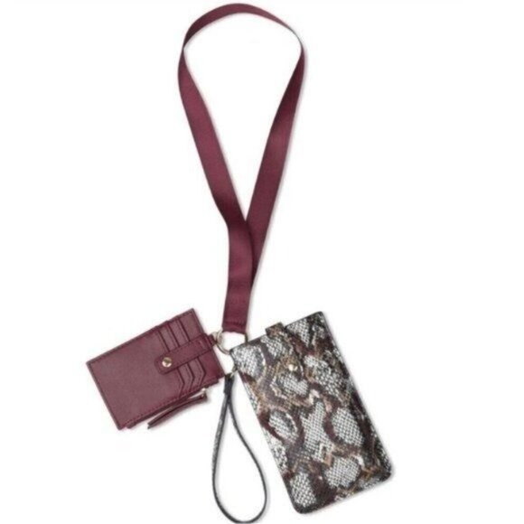 INC International Concepts Womens Ashlii Lanyard Snakeskin Wallet Phone Wristlet - Picture 2 of 9